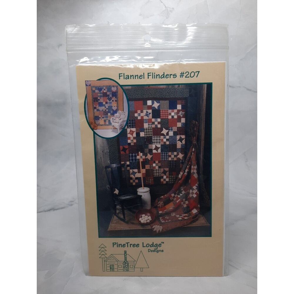 1999 PineTree Lodge Designs Lap Quilt Pattern Flannel Flinders 2 Sizes6